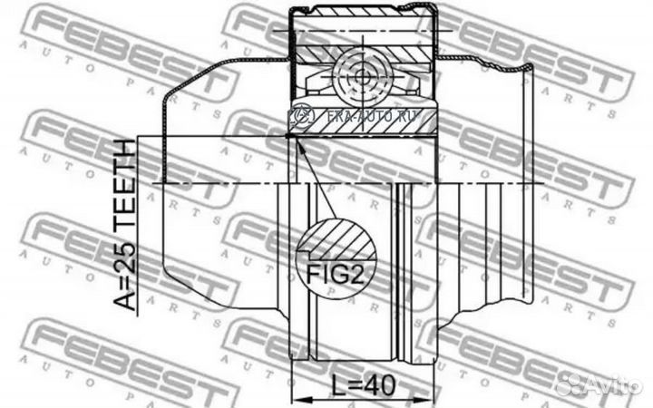 Febest 2011-grchshaf Шрус карданного вала 25x86