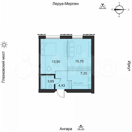 1-к. квартира, 44,9 м², 14/19 эт.