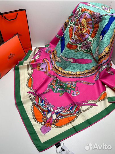 Шелковый платок на голову и шею натуральный шелк