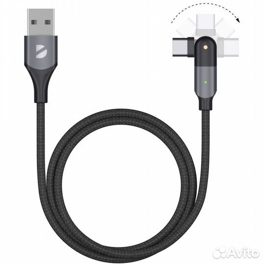 Кабель USB2.0-Type C 1.2m черный Deppa #380147