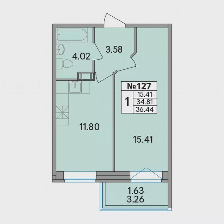 1-к. квартира, 36,4 м², 4/8 эт.