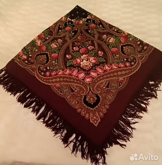 Павловопосадский платок шерсть, 145 145
