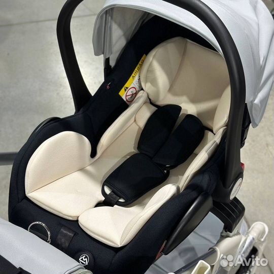 Новая коляска 3в1 эко кожа серая