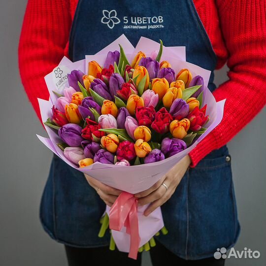 Букет 51 тюльпан микс, цветы доставка