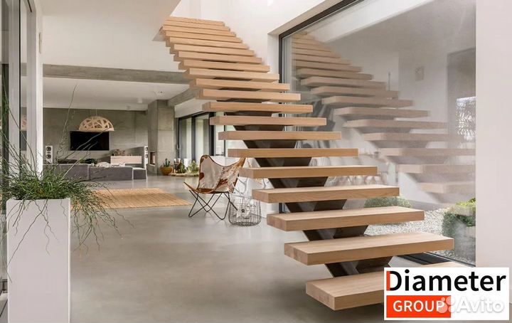 Установка межэтажной лестницы с обшивкой