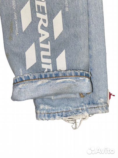Off-White джинсы с потертой отделкой, 31 (S-M)