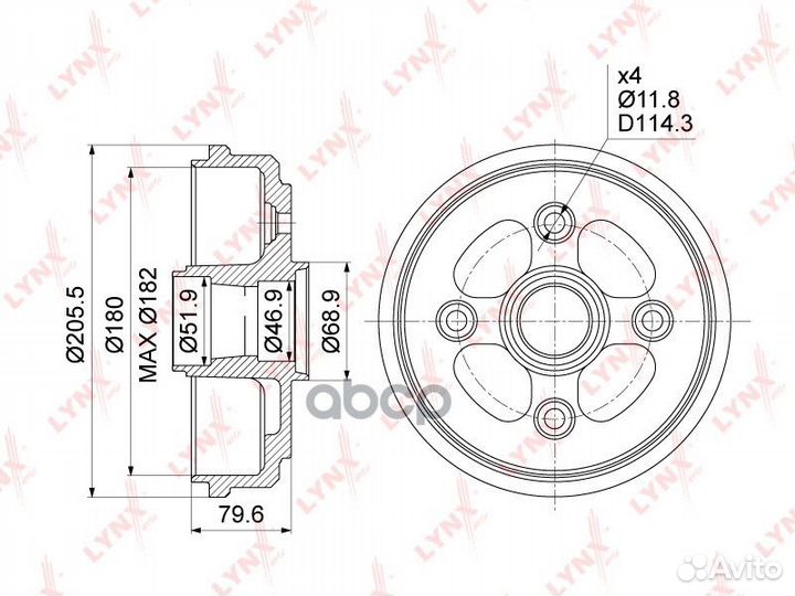 Барабан тормозной зад BM1017 lynxauto