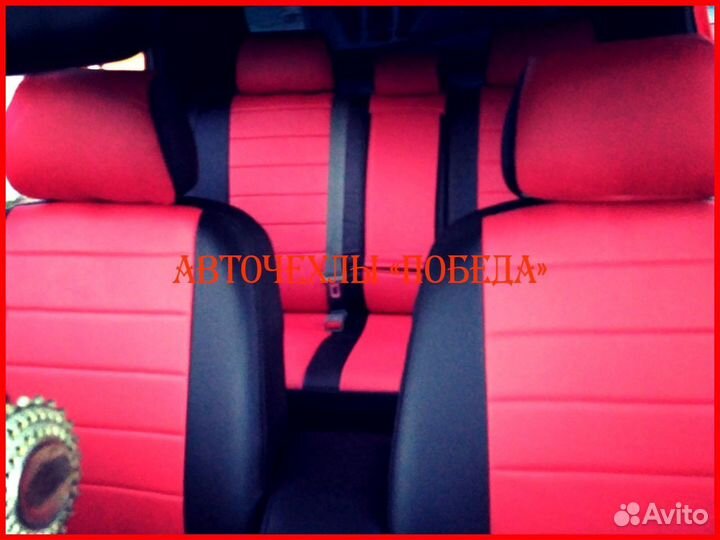 Чехлы Chevrolet Lacetti из экокожи чёрно-красные