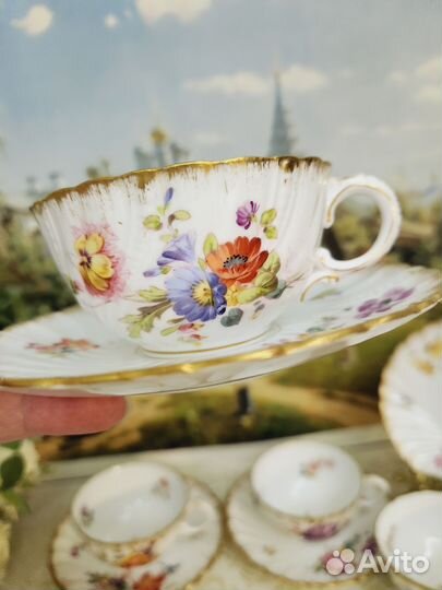 Антикварная чашка и блюдце/ чайная пара