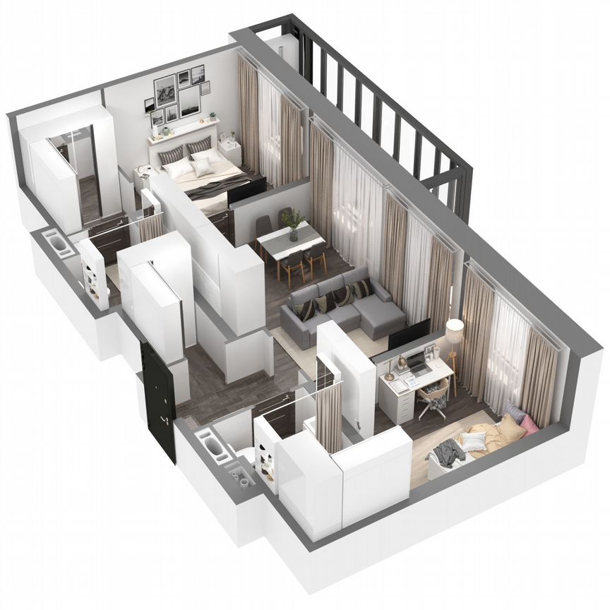 2-к. квартира, 63,5 м², 16/23 эт.