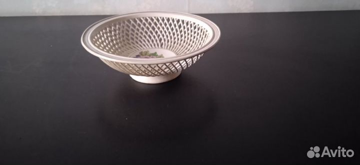 Сухарница фаянс старейшая плетёнка клеймо Кузнецов