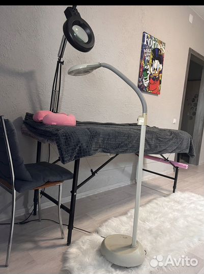 Лампа лупа напольная и на струбцине