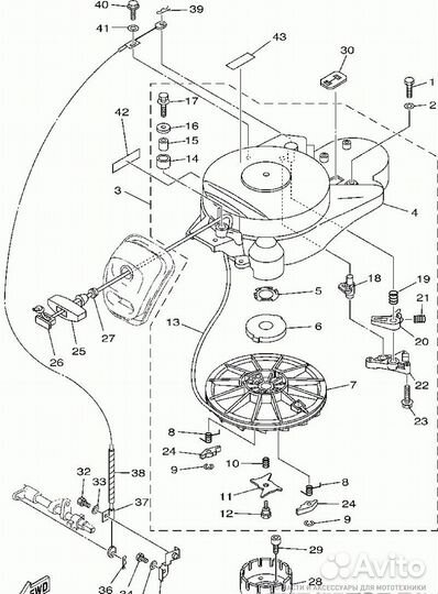 Ручной стартер Yamaha (Ямаха) и аналоги 25 л.с 4т