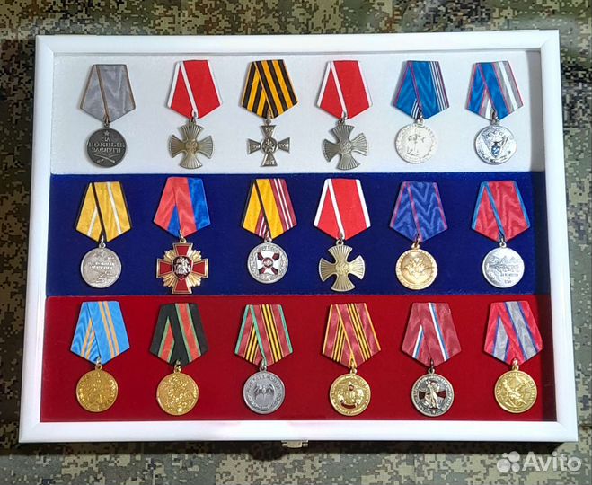 Витрина для медалей Флаг России 30х40