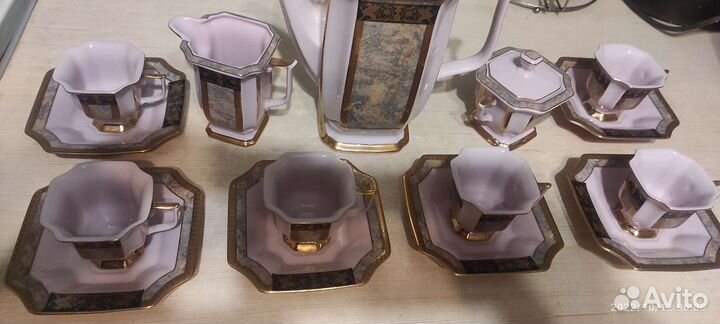 Кофейный сервиз. Розовый фарфор