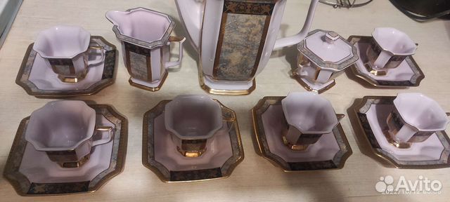 Кофейный сервиз. Розовый фарфор