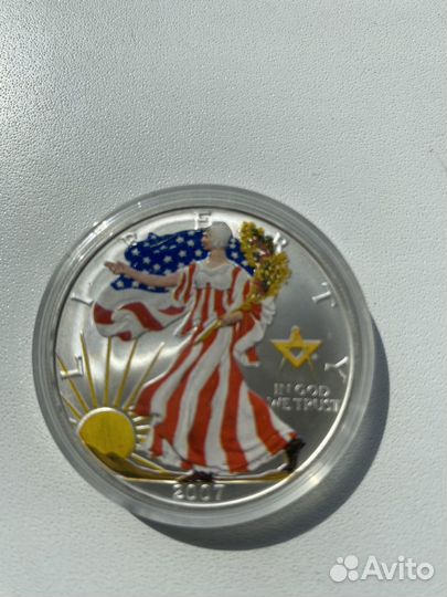 Монета серебро США 2007 шагающая свобода
