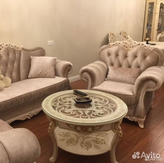 Диван и кресло Эра Пaтpиcия крем орех барокко