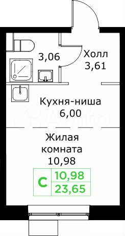 Квартира-студия, 23,7 м², 19/25 эт.