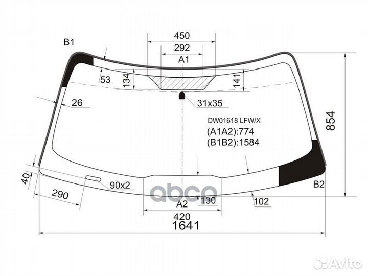 Стекло лобовое (Широкая шелкография) Ford Explorer