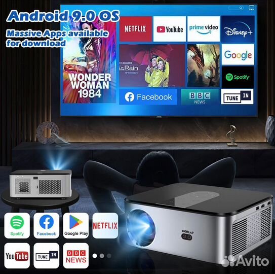 Проектор Horlat на android, Full Hd, 1080p