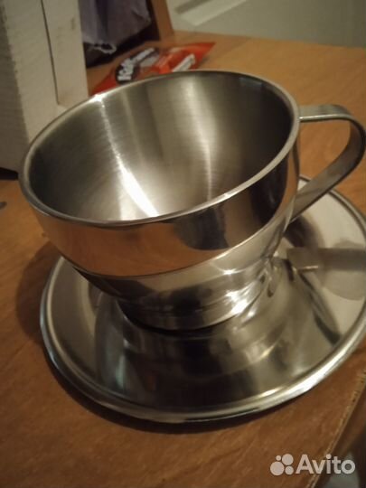 Чашка с блюдцем нержавейка