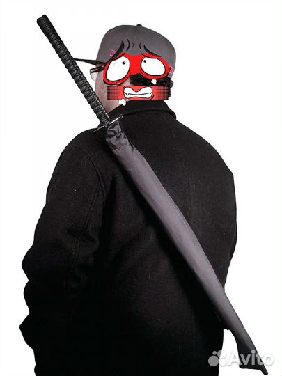 Зонт катана трость чёрный