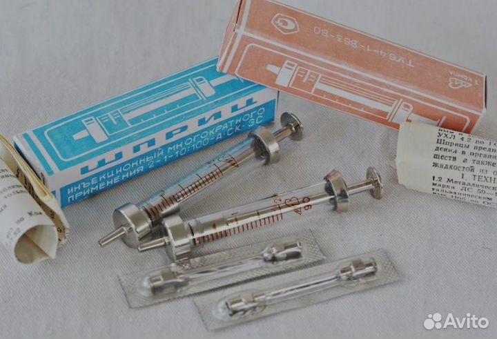 Шприц СССР, стекло, 2 и 10 мл