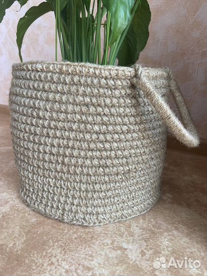 Кашпо, корзина из джута