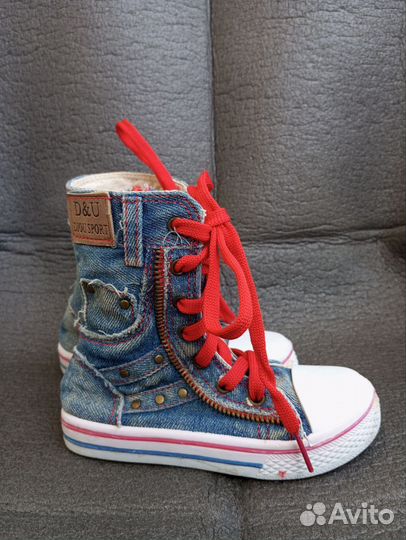 Кеды джинсовые высокие для девочки 26 размер