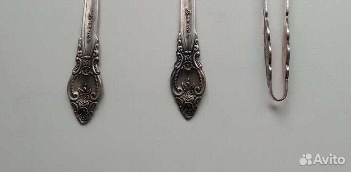 Щипцы для сахара, вилки для лимона мельхиор СССР