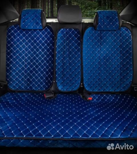 Накидки на сидения на весь салон велюр синий