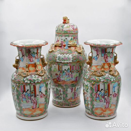 Антикварный Набор из трёх ваз, Китай, 18 век, 47см