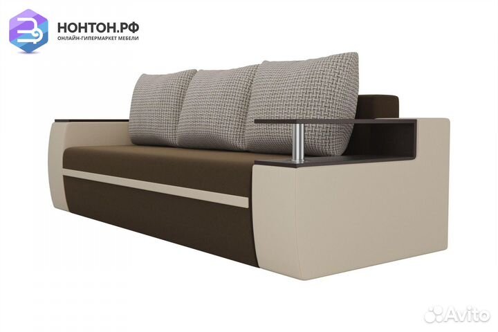 Диван еврокнижка Ричмонд корфу бежевый / коричневы