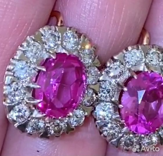 Золотые серьги 583 СССР с бриллиантами