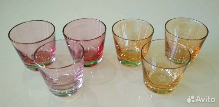 Стопки из цветного стекла 3 шт