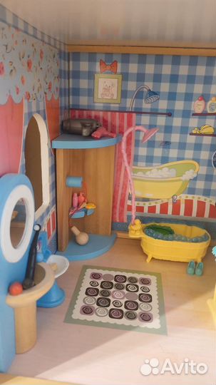 Домик кукольный деревянный с мебелью