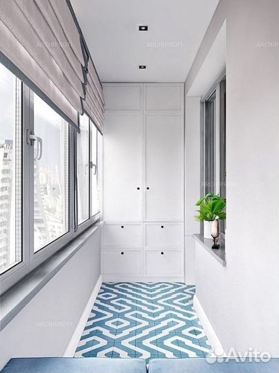 Шкаф на балкон с фрезированными фасадами