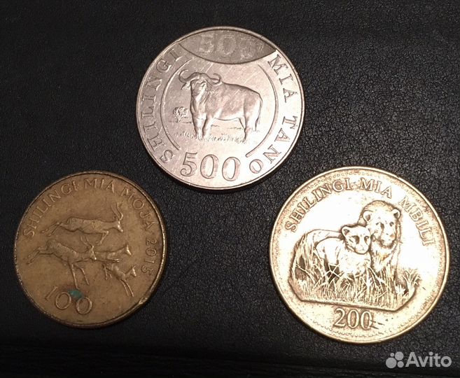 Две монеты Танзании, 200 и 500 шиллингов