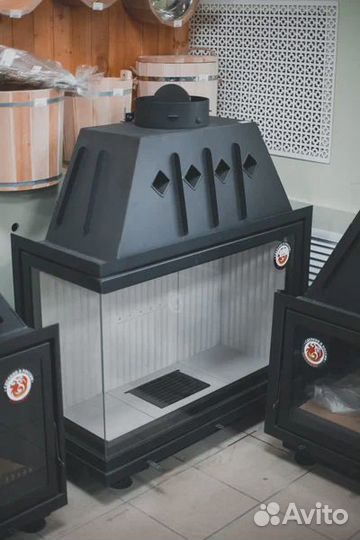 Каминная топка Экокамин Альфа 1000L два стекла лев