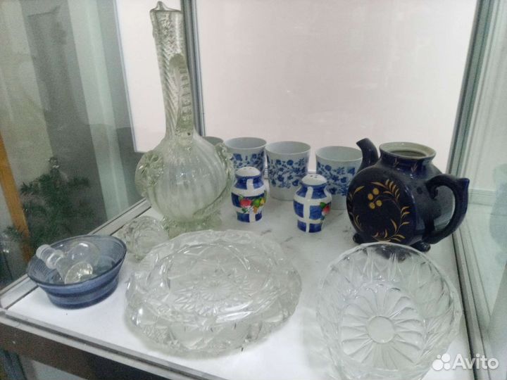 Посуда старинная старая винтаж стекло быт