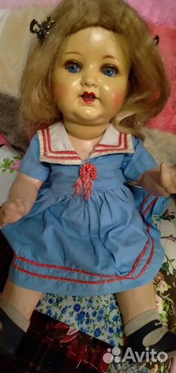 Кукла старинная папье маше 50 е годы