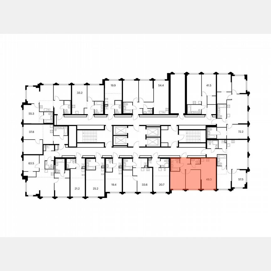 2-к. квартира, 49,3 м², 27/32 эт.