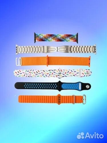 Смарт часы+наушники+7 ремешков сменных
