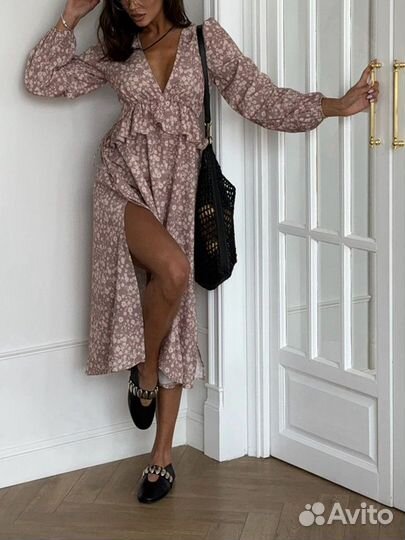 Платье женское макси с вырезом S-XL