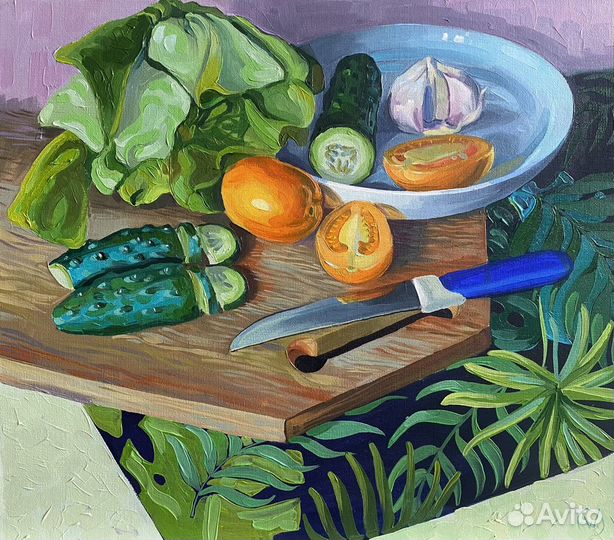 Натюрморт с овощами. Картина маслом