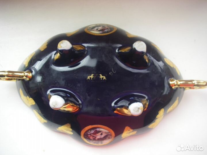 Ваза конфетница кобальт Чехословакия