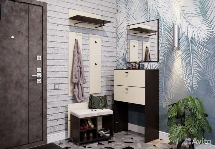 Обувница Римани с выкатным мягким пуфом