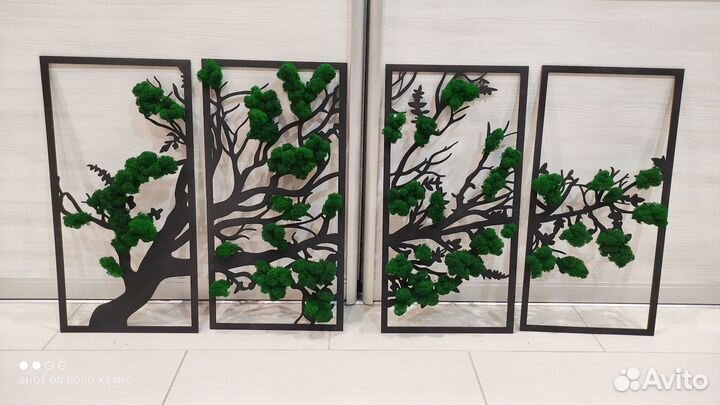 Панно и кашпо с стабилизированным мхом