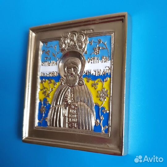 Святой Сергий Радонежский икона с эмалью